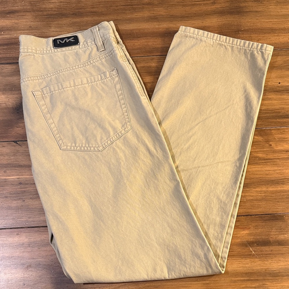 Michael Kors Slim Casual Tan/Gray Chinos 100% Cotton